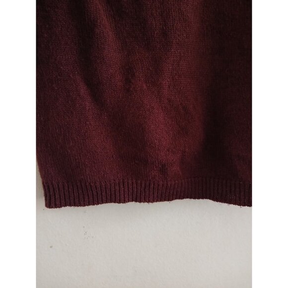 The Limited Womens L Burgundy Silk Cashmere V-neck Knit Sweater 3/4 Sleeve Goth - Picture 3 of 7